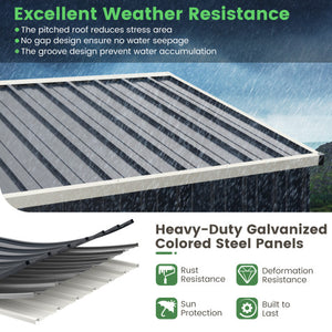 8 x 6.3 FT Metal Outdoor Storage Shed with Lockable Door-Gray