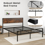 Platform Full/Queen Bed with Rustic Headboard and Footboard-Full Size
