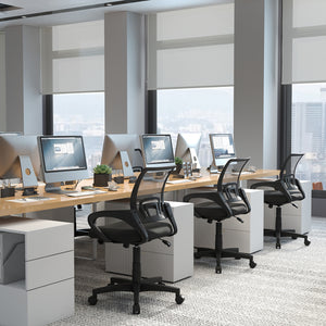 Mid-Back Mesh Office Chair Ergonomic Computer Chair with Lumbar Support-Black