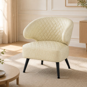 Mid Century Modern Accent Chair Comfy PU Leather Upholstered Armchair-White