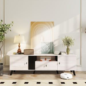 Mid Century Modern TV Stand Entertainment Center for 80" TVs-Oak