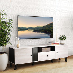 Mid Century Modern TV Stand Entertainment Center for 80" TVs-Oak