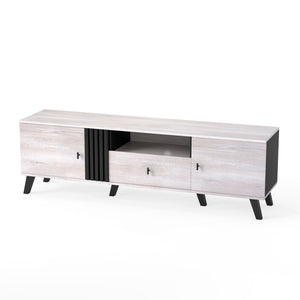 Mid Century Modern TV Stand Entertainment Center for 80" TVs-Oak