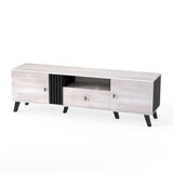 Mid Century Modern TV Stand Entertainment Center for 80" TVs-Oak
