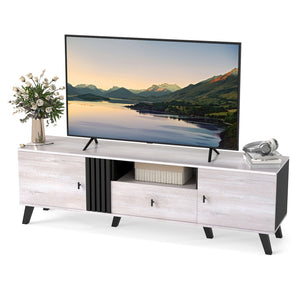 Mid Century Modern TV Stand Entertainment Center for 80" TVs-Oak