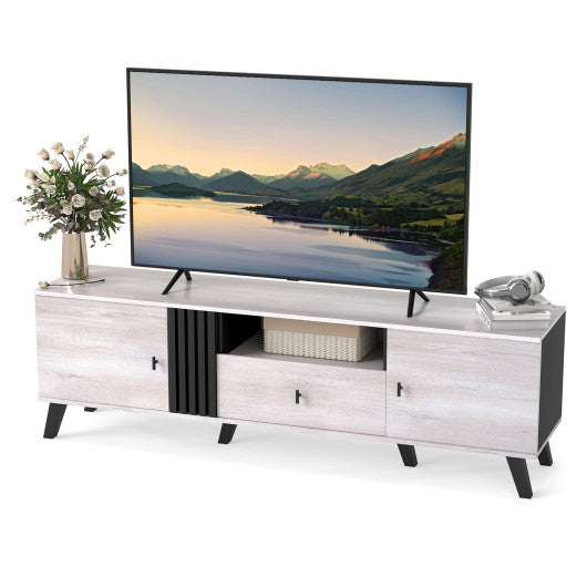 Mid Century Modern TV Stand Entertainment Center for 80" TVs-Oak