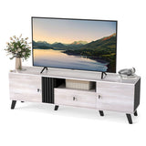 Mid Century Modern TV Stand Entertainment Center for 80" TVs-Oak