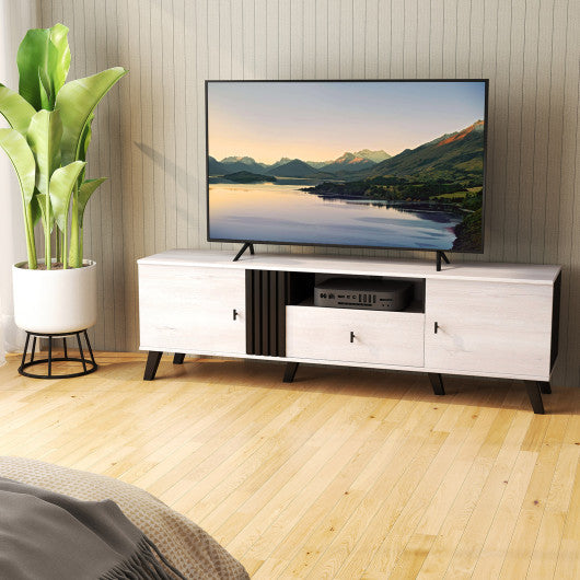 Mid Century Modern TV Stand Entertainment Center for 80" TVs-Oak