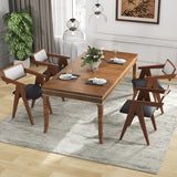 Mid Century Wooden Accent Chairs with Leathaire Seat Cushions Set of 2-Walnut