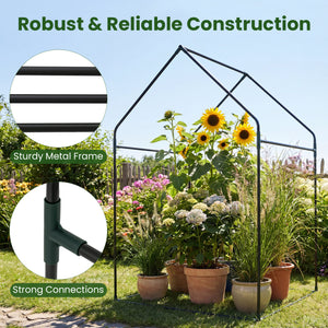 Mini Green House Metal Frame with Waterproof Bottom Mat and Wind Ropes-L