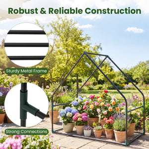 Mini Green House Metal Frame with Waterproof Bottom Mat and Wind Ropes-S