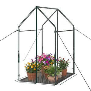 Mini Green House Metal Frame with Waterproof Bottom Mat and Wind Ropes-XL