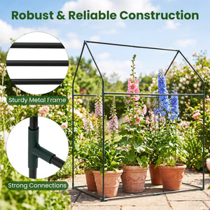 Mini Green House Metal Frame with Waterproof Bottom Mat and Wind Ropes-XL