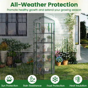 Mini Greenhouse Portable Plant Grow House with 5 Tier Shelves-White