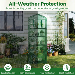 Mini Greenhouse Portable Plant Grow House with 5 Tier Shelves-Green