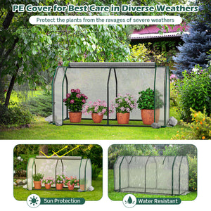47.5 x 21.5 x 24 Inch Outdoor Mini Greenhouse with Roll-up Zipper Door