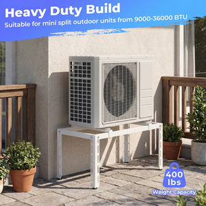 Mini Split Ground Stand Adjustable for 9000-36000 BTU Ductless Air Conditioners Heat Pump-White