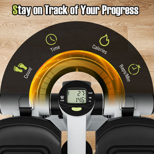 Mini Stepper with Resistance Bands and Adjustable Height for Exercise at Home-White