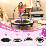 Mini Trampoline Folding Small Rebounder for Kids with Lights-Blue