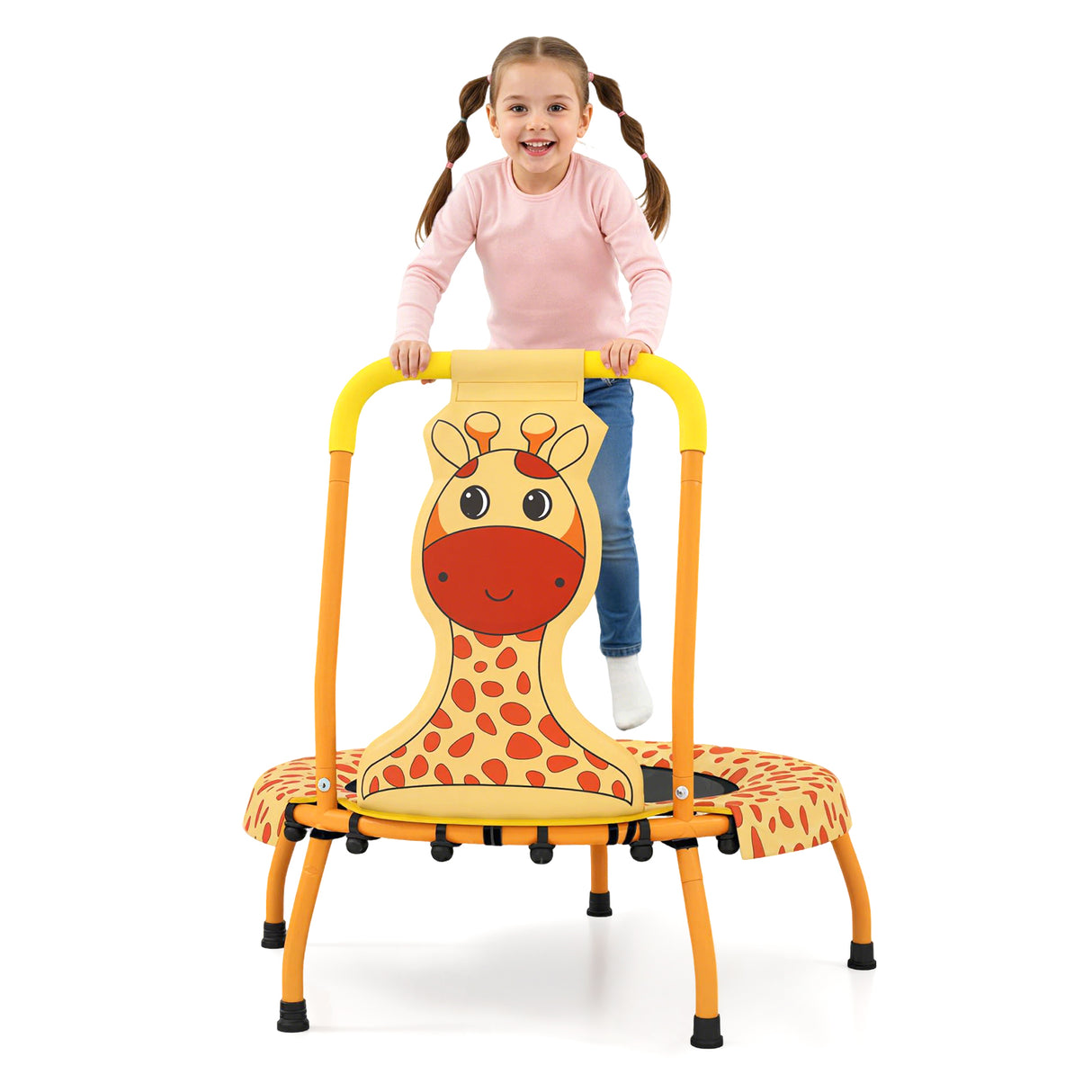Mini Trampoline for Toddlers with Foam Padded Handle and Safety Padded Cover-Orange