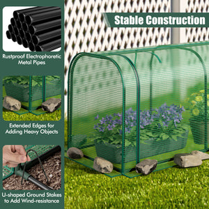 Mini Tunnel Greenhouse with Roll-up Zipper Door-Green