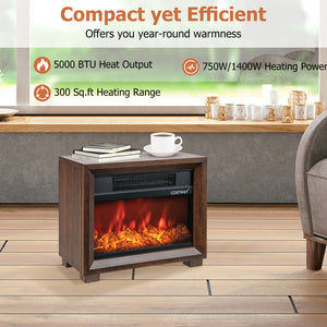 Mini Wooden Space Tabletop Fireplace with Realistic Flame Effect