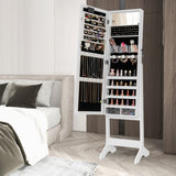 Mirror Jewelry Cabinet with 20 Warm Lights and 4 Tilt Angles-White