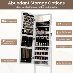 Mirror Jewelry Cabinet with 20 Warm Lights and 4 Tilt Angles-White