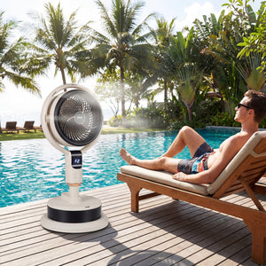 Misting Pedestal Fan Air Circulator with 90Â° Auto Oscillation Floor Standing Fan with 8 Speeds-White