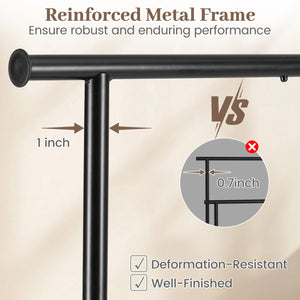 Mobile Garment Rack with Extendable Rods Heavy-Duty Metal Clothes Stand on Wheels