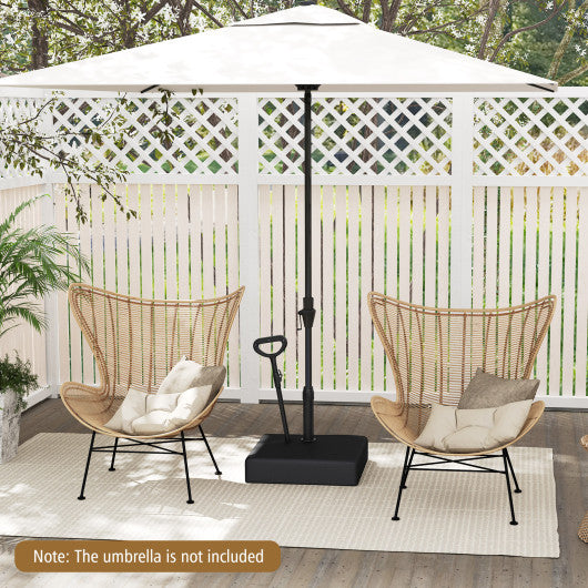 Mobile Patio Umbrella Base Water Sand Fillable Market Table Umbrella Stand with 3 Wheels-Black