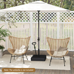 Mobile Patio Umbrella Base Water Sand Fillable Market Table Umbrella Stand with 3 Wheels-Black