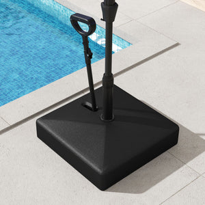 Mobile Patio Umbrella Base Water Sand Fillable Market Table Umbrella Stand with 3 Wheels-Black