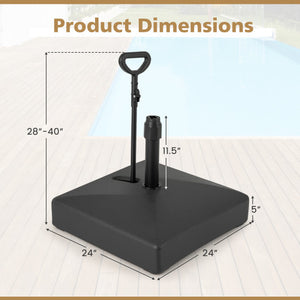 Mobile Patio Umbrella Base Water Sand Fillable Market Table Umbrella Stand with 3 Wheels-Black