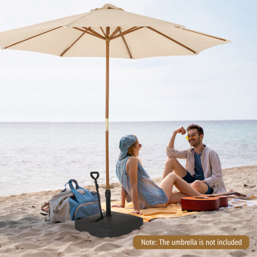 Mobile Patio Umbrella Base Water Sand Fillable Market Table Umbrella Stand with 3 Wheels-Black