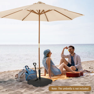 Mobile Patio Umbrella Base Water Sand Fillable Market Table Umbrella Stand with 3 Wheels-Black