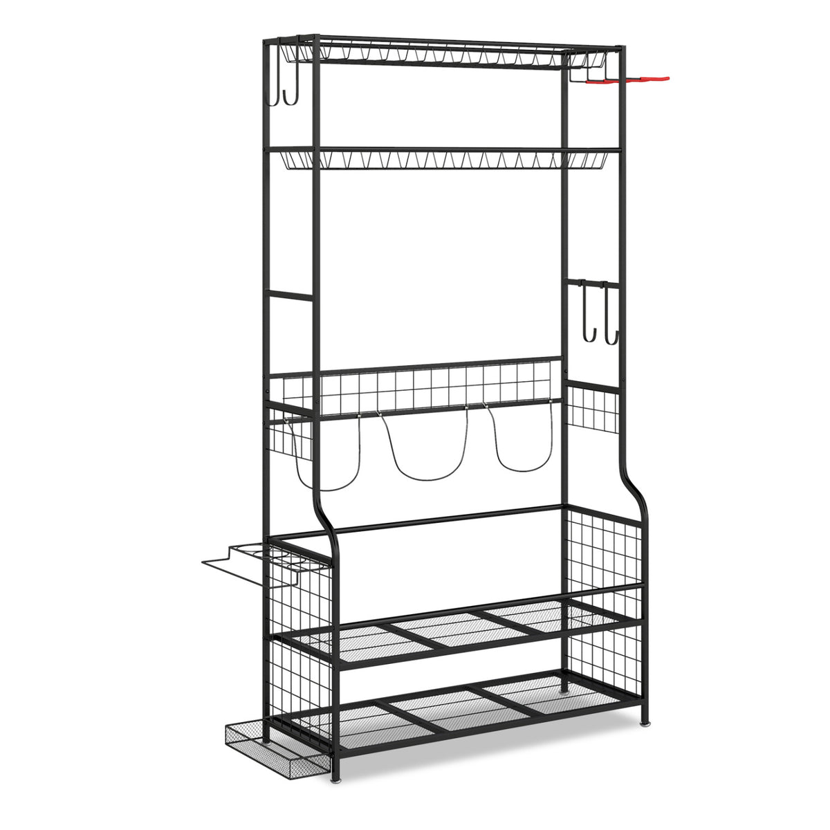 Mobile Sports Equipment Organizer with Golf Bags Storage and Club Rack-Black