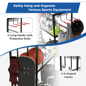 Mobile Sports Equipment Organizer with Golf Bags Storage and Club Rack-Black