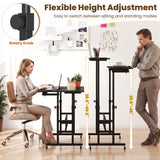 Mobile Stand-up Computer Desk Adjustable with 2 Tilting Desktops-Black