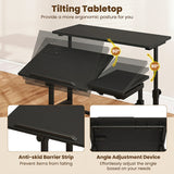 Mobile Stand-up Computer Desk Adjustable with 2 Tilting Desktops-Black