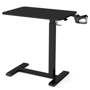 Mobile Standing Desk Height Adjustable Overbed Bedside Table with Cup Holder-Black