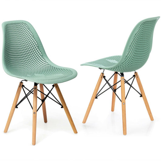Modern 3-Piece Dining Set: Round Table with Set of 2 Hollow Plastic Chairs