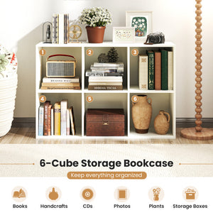 Modern 6-Cube Bookcase with Anti-tipping Kits for Bedroom Living Room-White