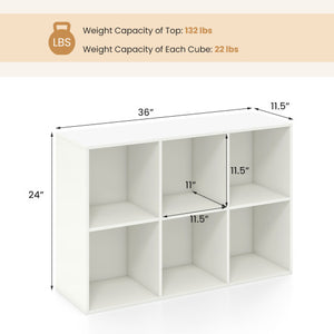 Modern 6-Cube Bookcase with Anti-tipping Kits for Bedroom Living Room-White