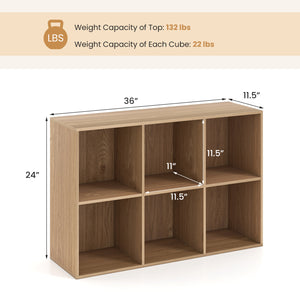 Modern 6-Cube Bookcase with Anti-tipping Kits for Bedroom Living Room-Natural