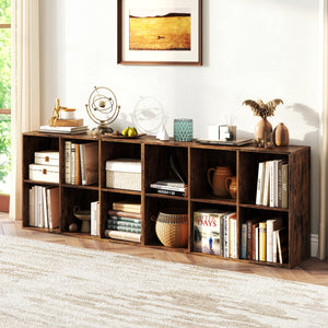 Modern 6-Cube Bookcase with Anti-tipping Kits for Bedroom Living Room-Rustic Brown