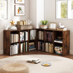 Modern 6-Cube Bookcase with Anti-tipping Kits for Bedroom Living Room-Rustic Brown
