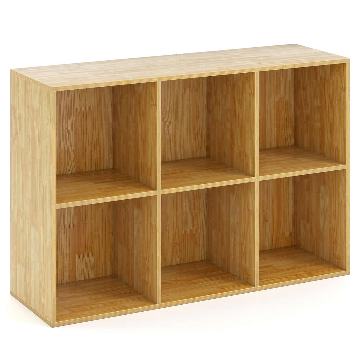 Modern 6-Cube Bookcase with Anti-tipping Kits for Bedroom Living Room-Burlywood