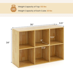 Modern 6-Cube Bookcase with Anti-tipping Kits for Bedroom Living Room-Burlywood