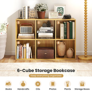 Modern 6-Cube Bookcase with Anti-tipping Kits for Bedroom Living Room-Burlywood